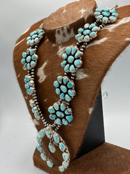 Carico Lake #102-12 Turquoise Squash Blossom Set by Ella Peter, Navajo