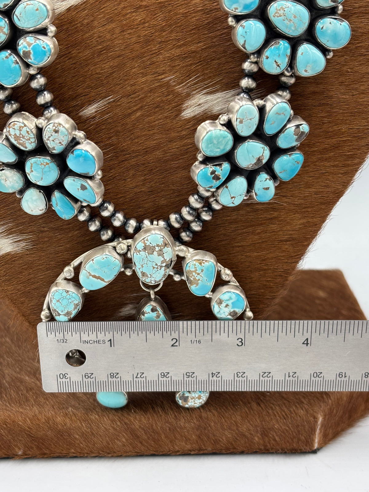Carico Lake #102-12 Turquoise Squash Blossom Set by Ella Peter, Navajo