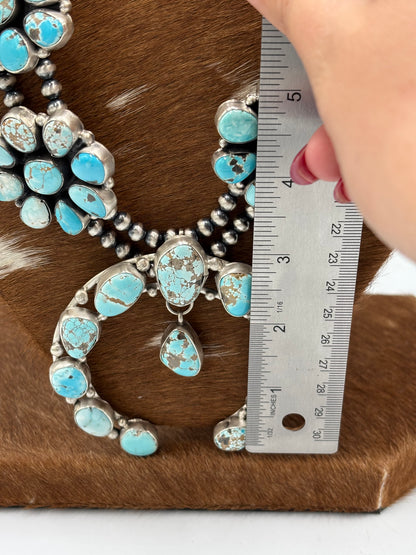 Carico Lake #102-12 Turquoise Squash Blossom Set by Ella Peter, Navajo