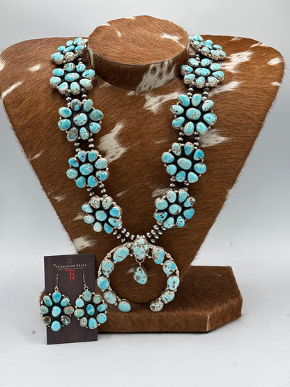 Carico Lake #102-12 Turquoise Squash Blossom Set by Ella Peter, Navajo