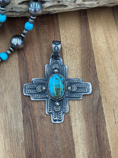 Webbed Kingman Zia Pendant by Kevin Billah, Navajo