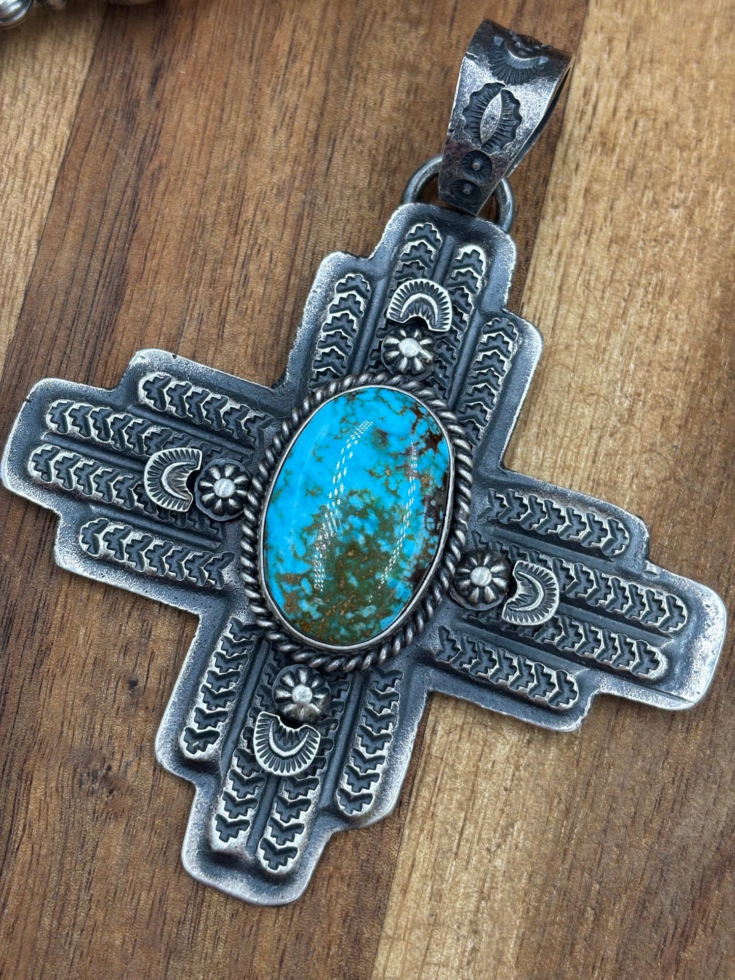 Webbed Kingman Zia Pendant by Kevin Billah, Navajo
