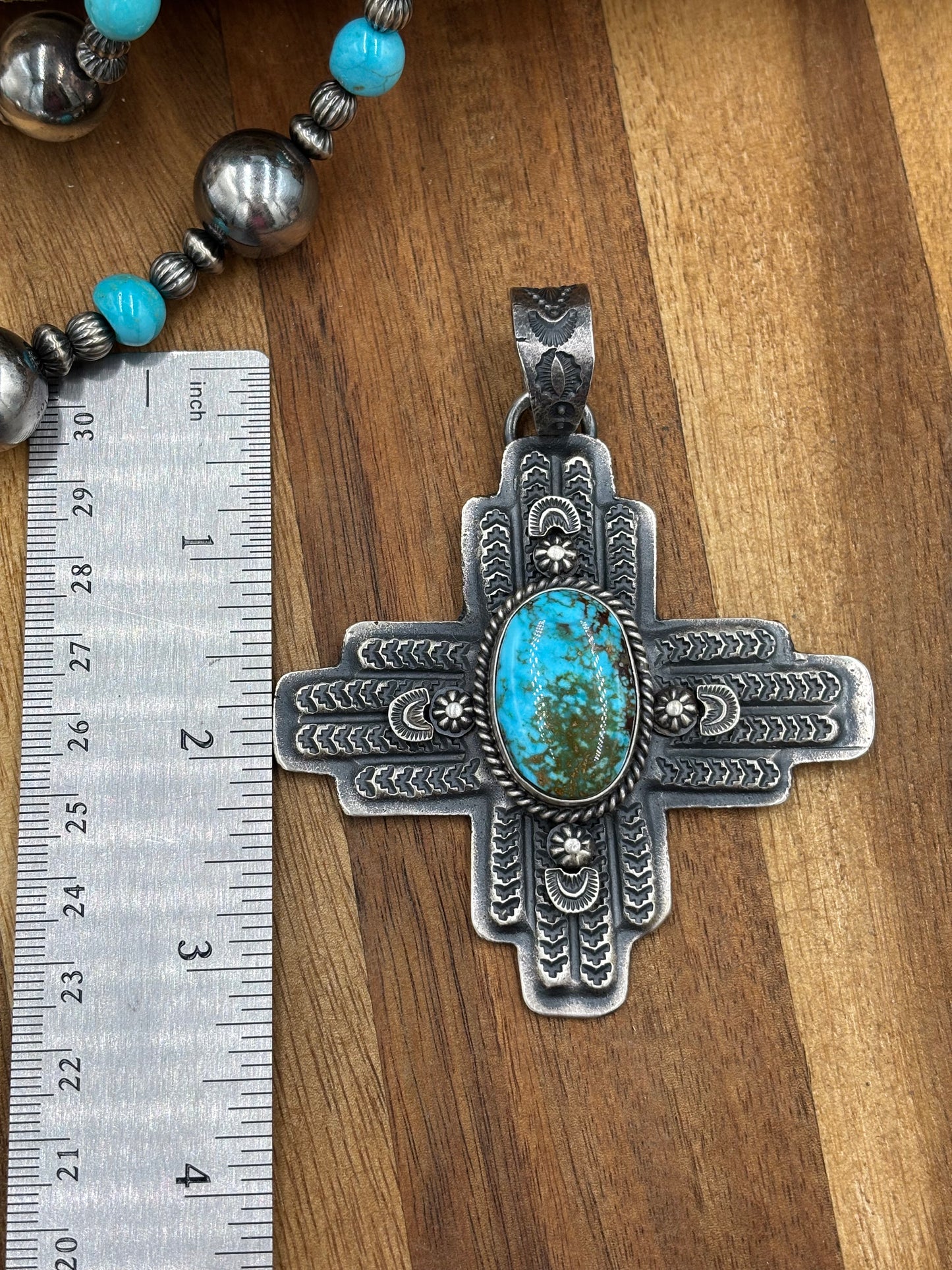 Webbed Kingman Zia Pendant by Kevin Billah, Navajo