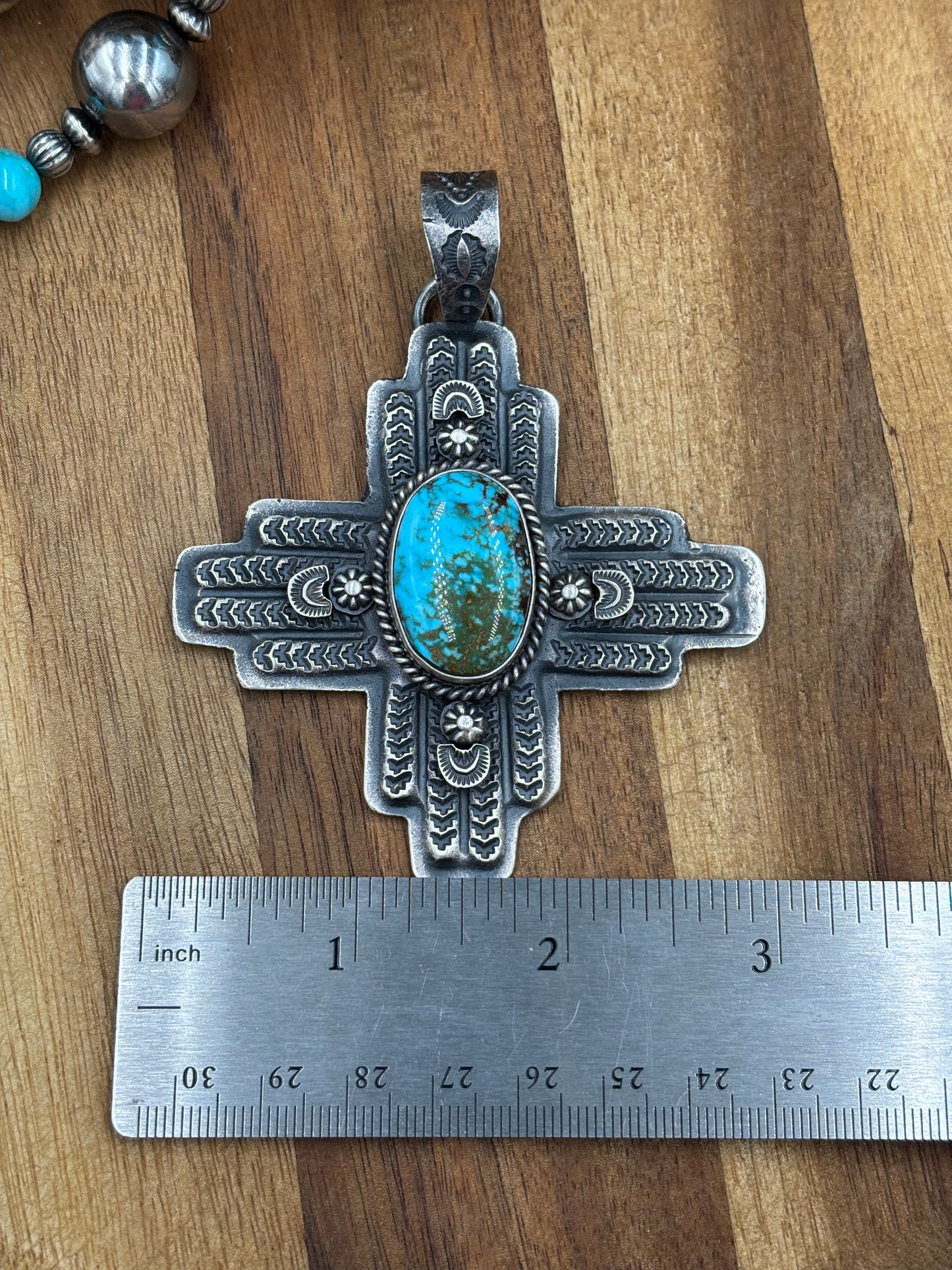 Webbed Kingman Zia Pendant by Kevin Billah, Navajo