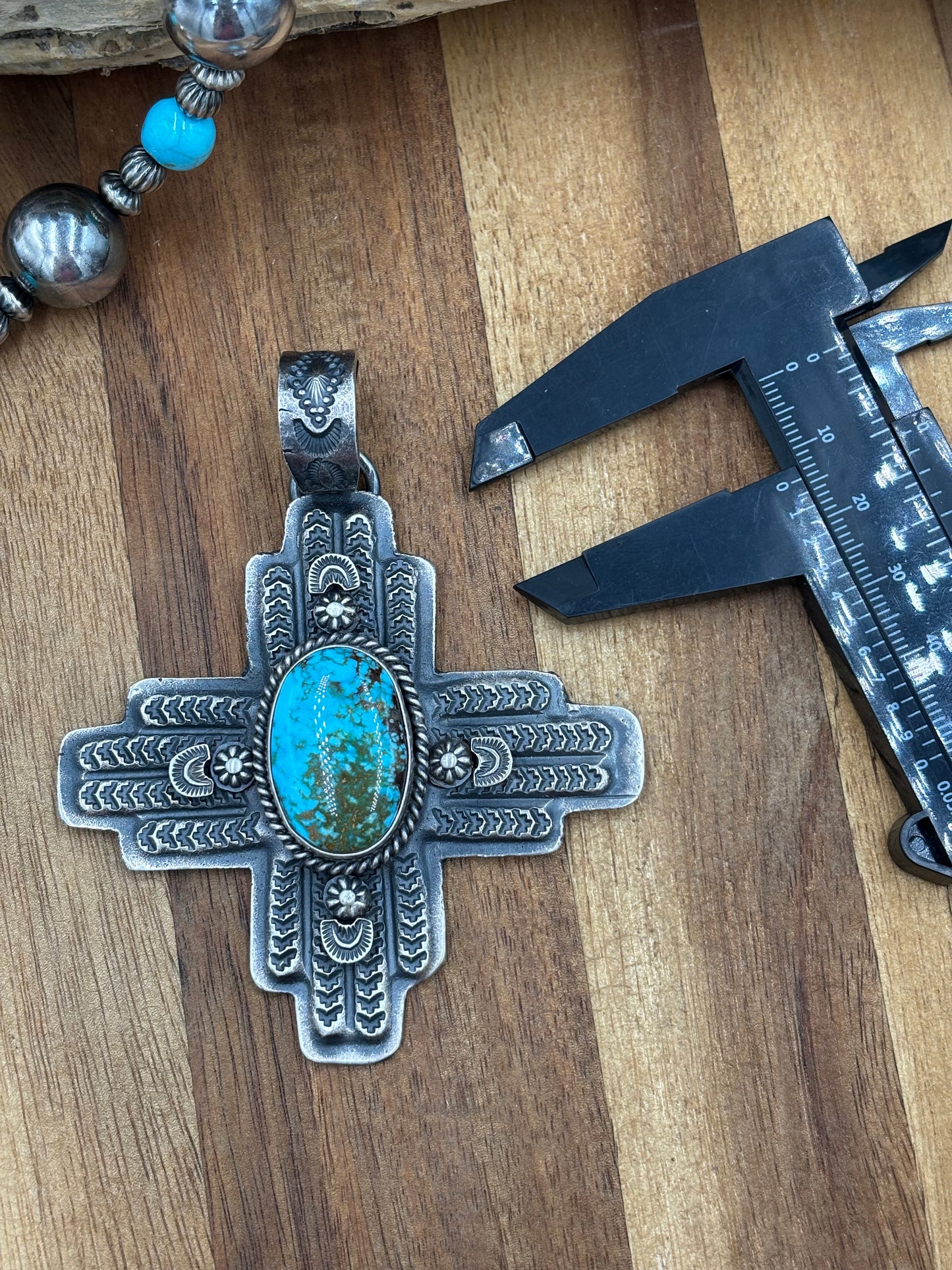 Webbed Kingman Zia Pendant by Kevin Billah, Navajo