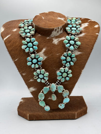 Carico Lake #102-11 Turquoise Squash Blossom Set by Ella Peter, Navajo