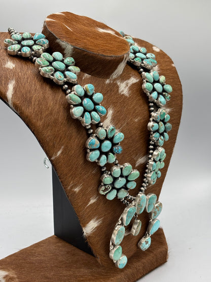 Carico Lake #102-11 Turquoise Squash Blossom Set by Ella Peter, Navajo