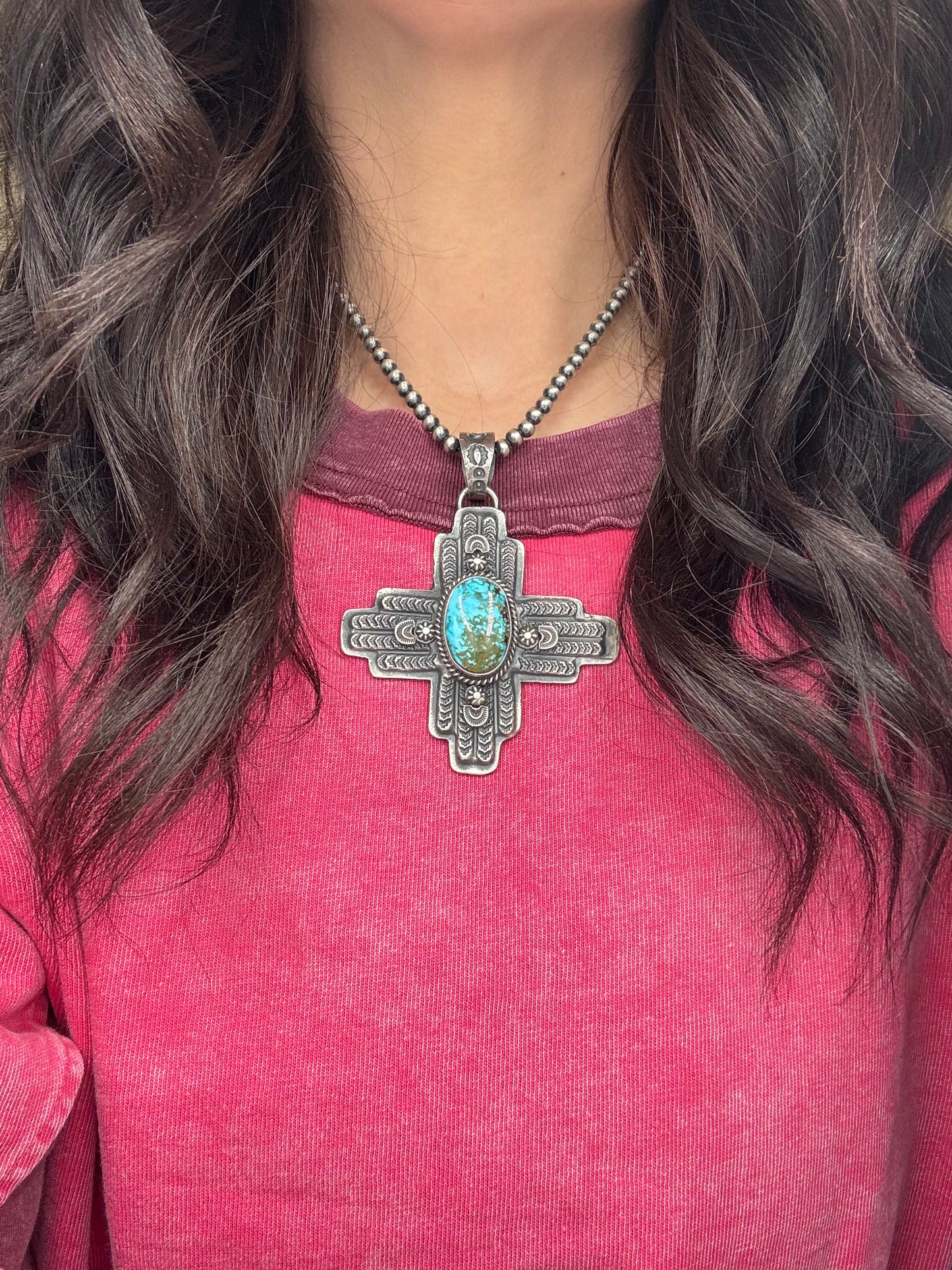 Webbed Kingman Zia Pendant by Kevin Billah, Navajo