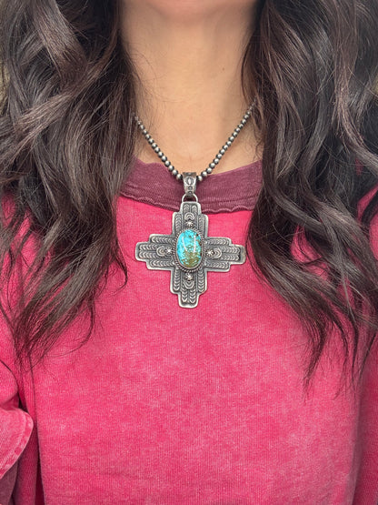 Webbed Kingman Zia Pendant by Kevin Billah, Navajo