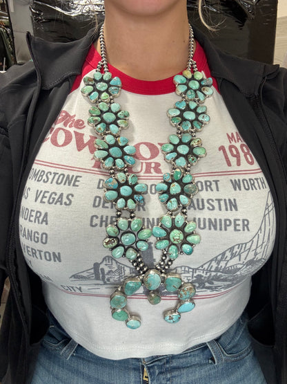 Carico Lake #102-11 Turquoise Squash Blossom Set by Ella Peter, Navajo