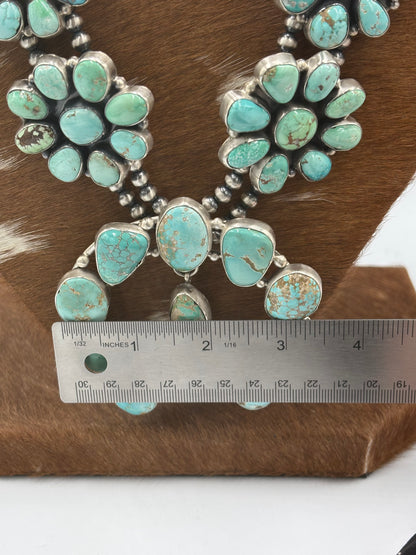 Carico Lake #102-11 Turquoise Squash Blossom Set by Ella Peter, Navajo