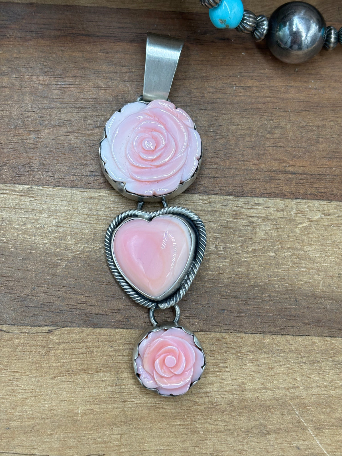 Pink Conch #102-16 Rose Pendant by Paul Livingston, Navajo