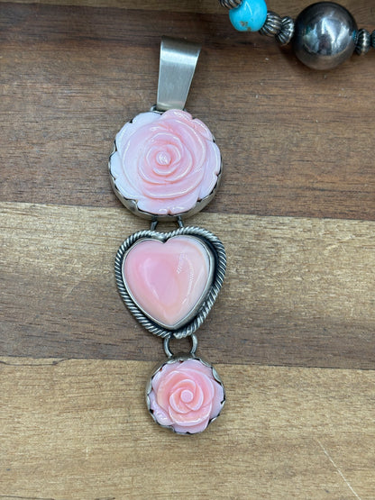 Pink Conch #102-16 Rose Pendant by Paul Livingston, Navajo