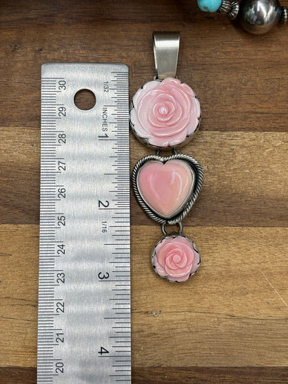Pink Conch #102-16 Rose Pendant by Paul Livingston, Navajo