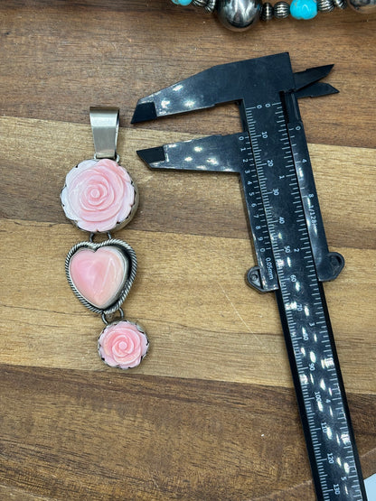 Pink Conch #102-16 Rose Pendant by Paul Livingston, Navajo
