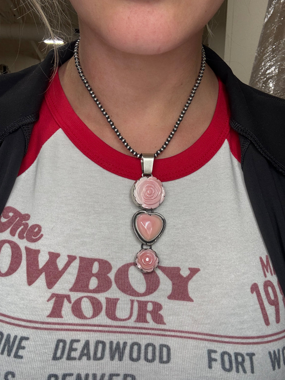 Pink Conch #102-16 Rose Pendant by Paul Livingston, Navajo