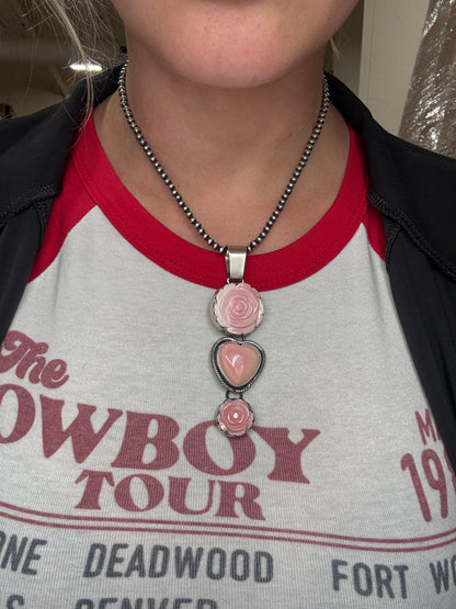 Pink Conch #102-16 Rose Pendant by Paul Livingston, Navajo
