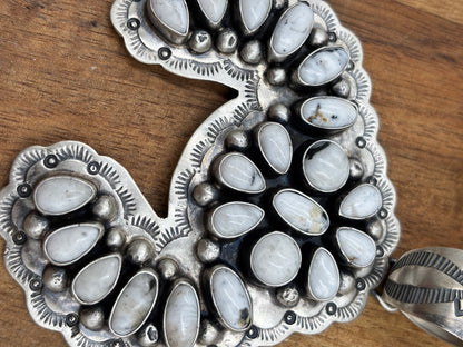 White Buffalo Cluster Naja Pendant by Cordell Platero, Navajo