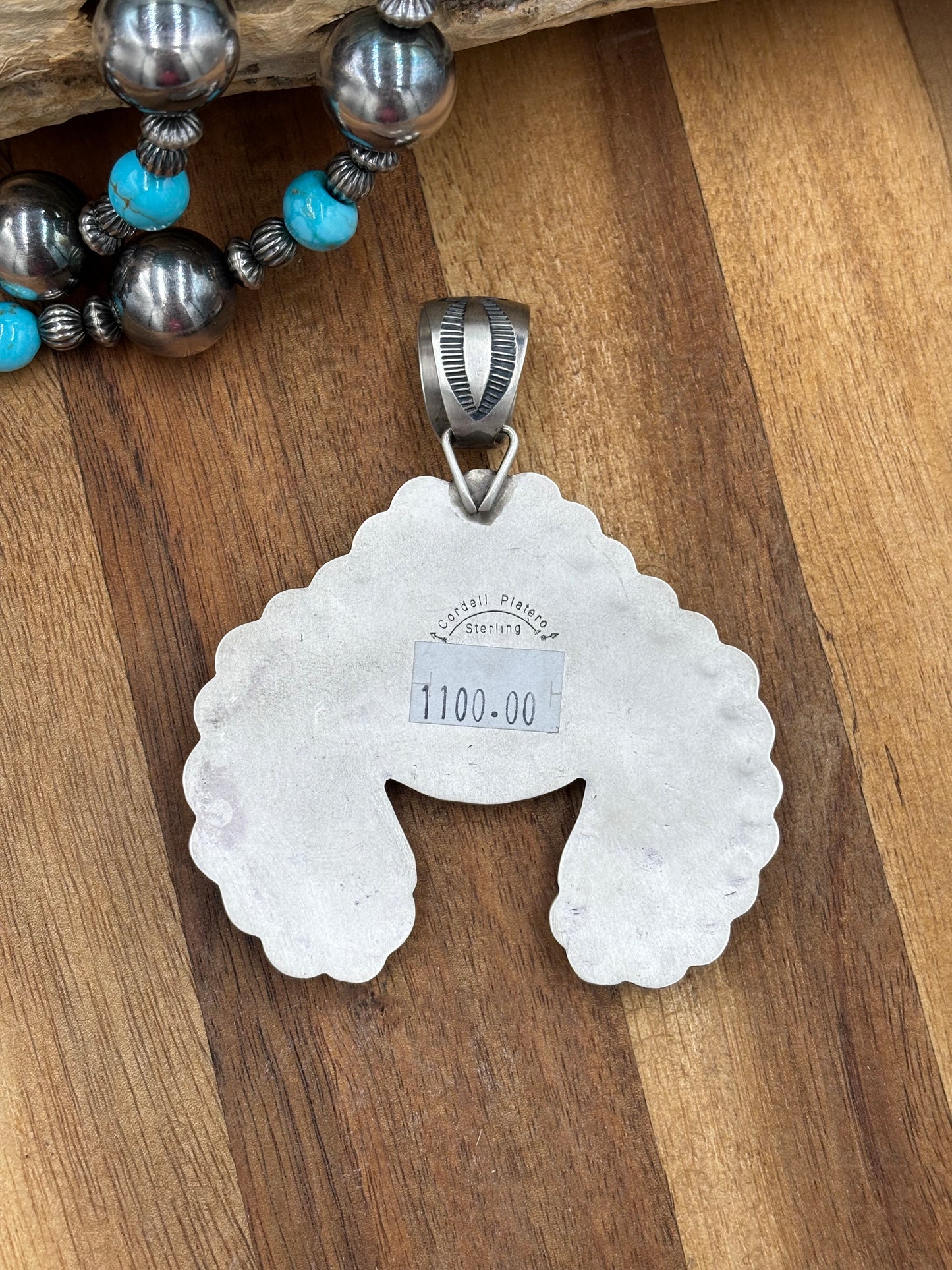 White Buffalo Cluster Naja Pendant by Cordell Platero, Navajo