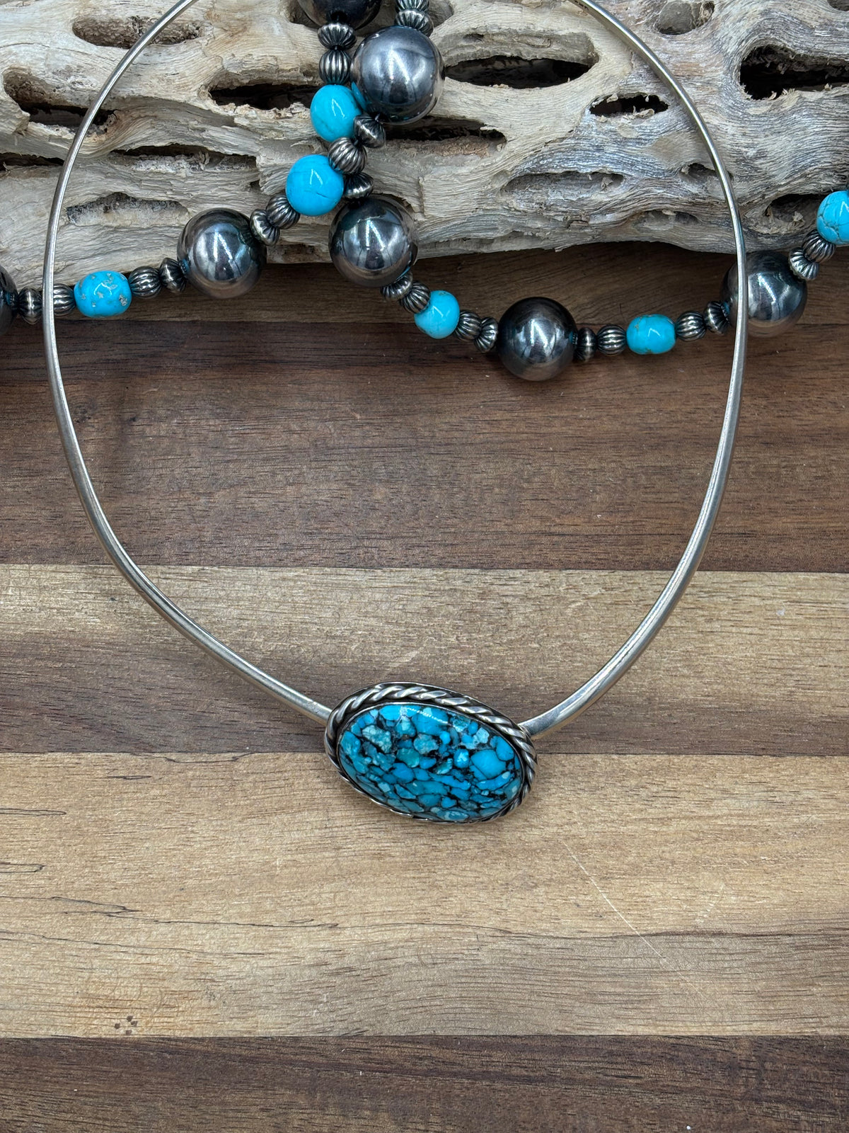 Blue #108-5 Turquoise Choker Necklace