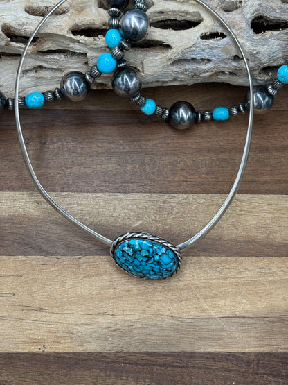 Blue #108-5 Turquoise Choker Necklace