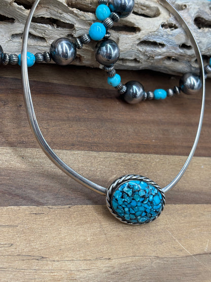 Blue #108-5 Turquoise Choker Necklace