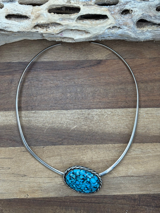Blue #108-5 Turquoise Choker Necklace