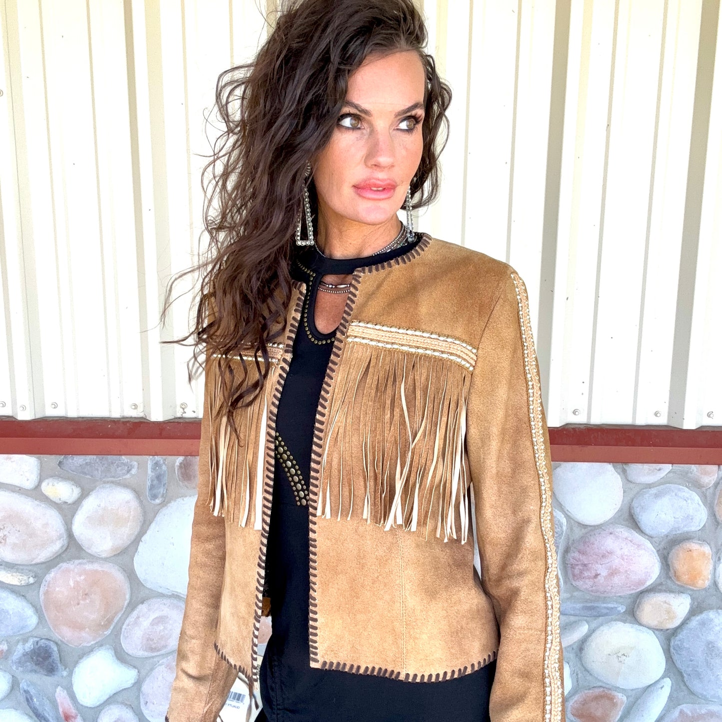 Scully Studded & Fringe Suede Jacket