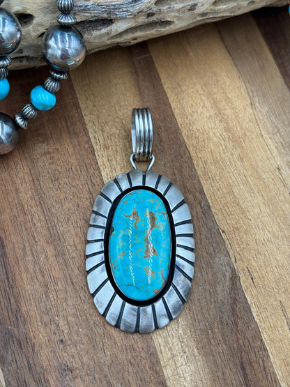 Turquoise Pendant by Jackson Hoskie, Navajo