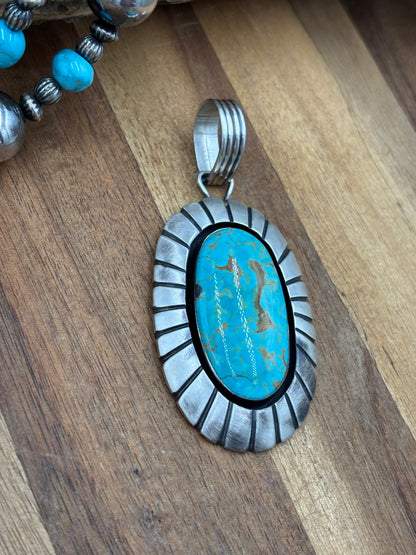 Turquoise Pendant by Jackson Hoskie, Navajo