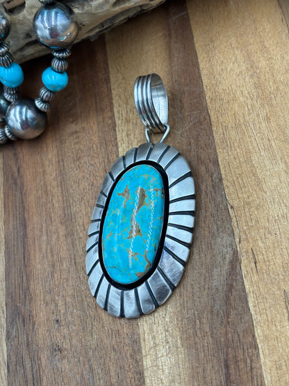 Turquoise Pendant by Jackson Hoskie, Navajo