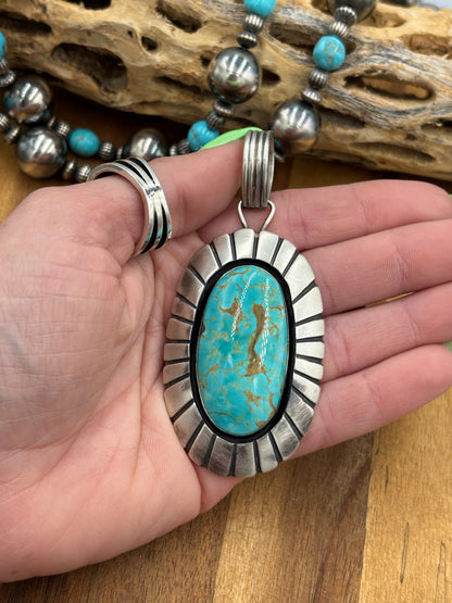 Turquoise Pendant by Jackson Hoskie, Navajo