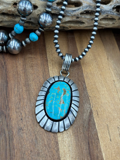 Turquoise Pendant by Jackson Hoskie, Navajo