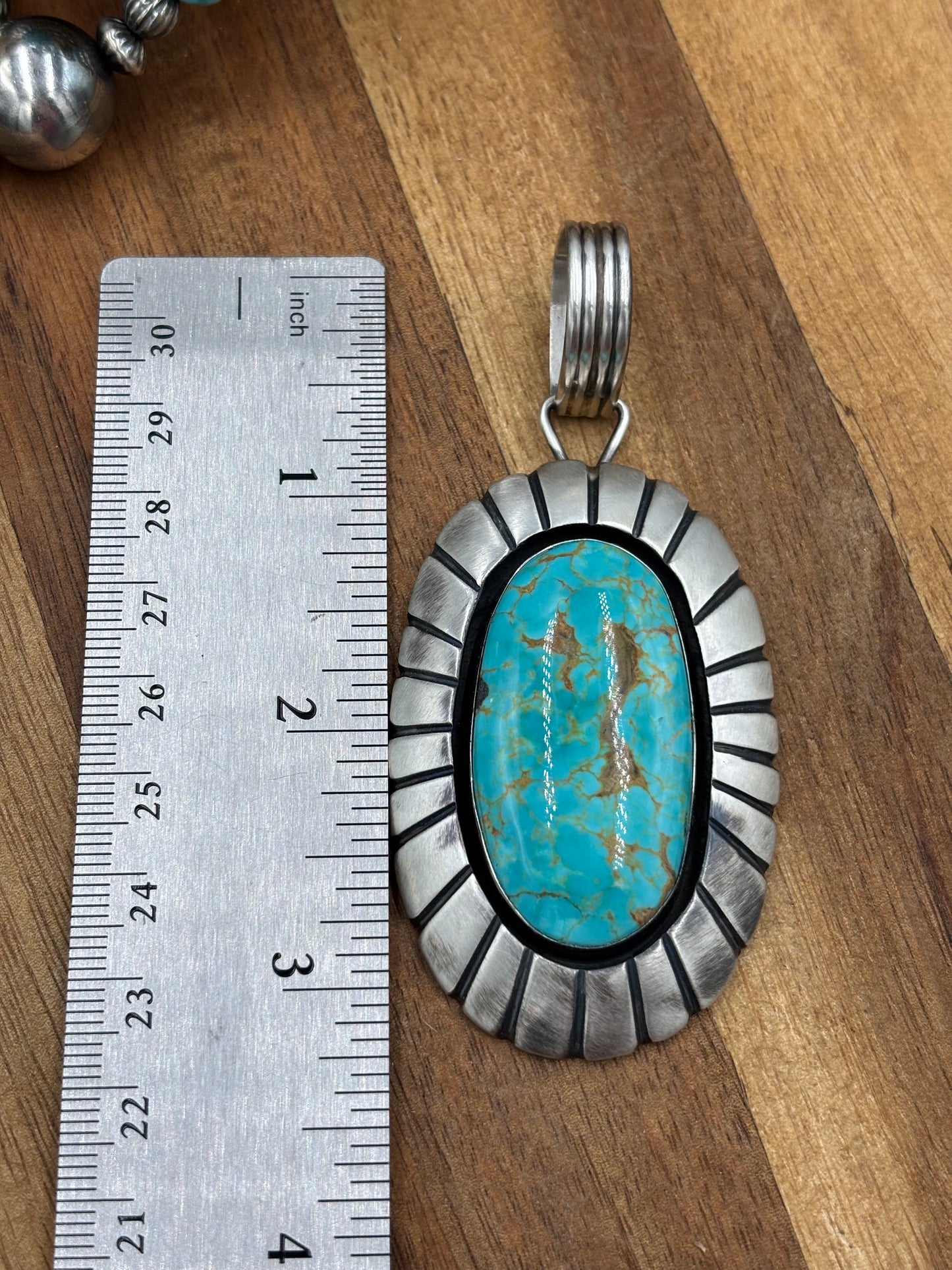 Turquoise Pendant by Jackson Hoskie, Navajo