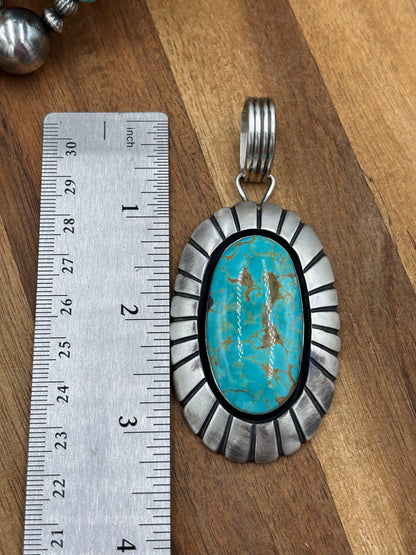 Turquoise Pendant by Jackson Hoskie, Navajo