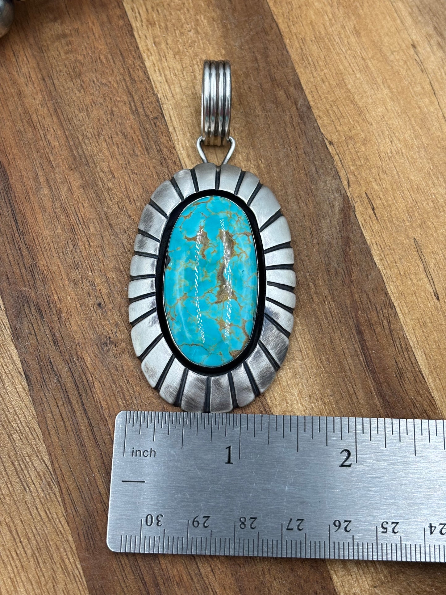 Turquoise Pendant by Jackson Hoskie, Navajo