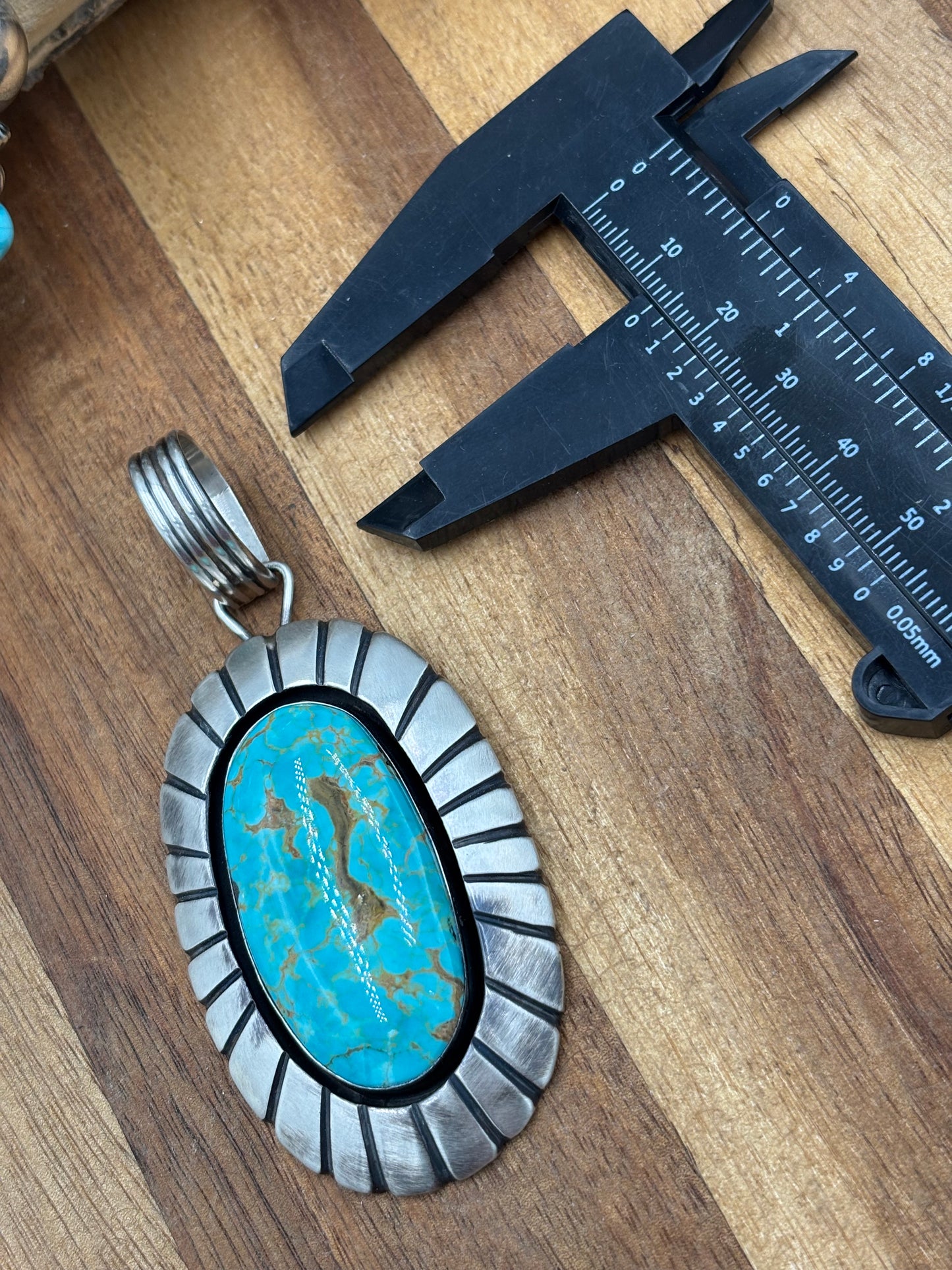 Turquoise Pendant by Jackson Hoskie, Navajo