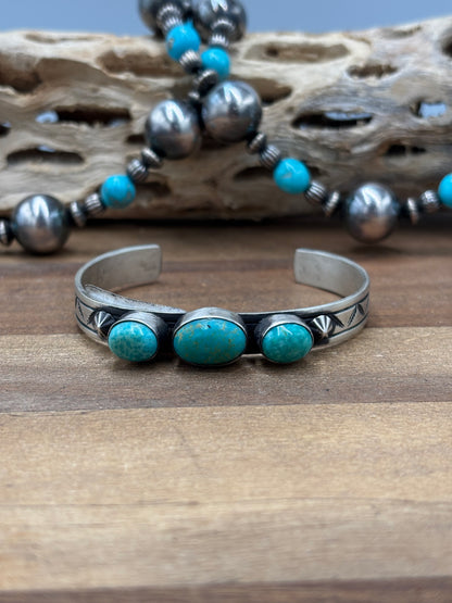 Kingman #108-10 Turquoise Cuff by Donovan Skeet, Navajo