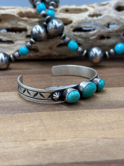 Kingman #108-10 Turquoise Cuff by Donovan Skeet, Navajo