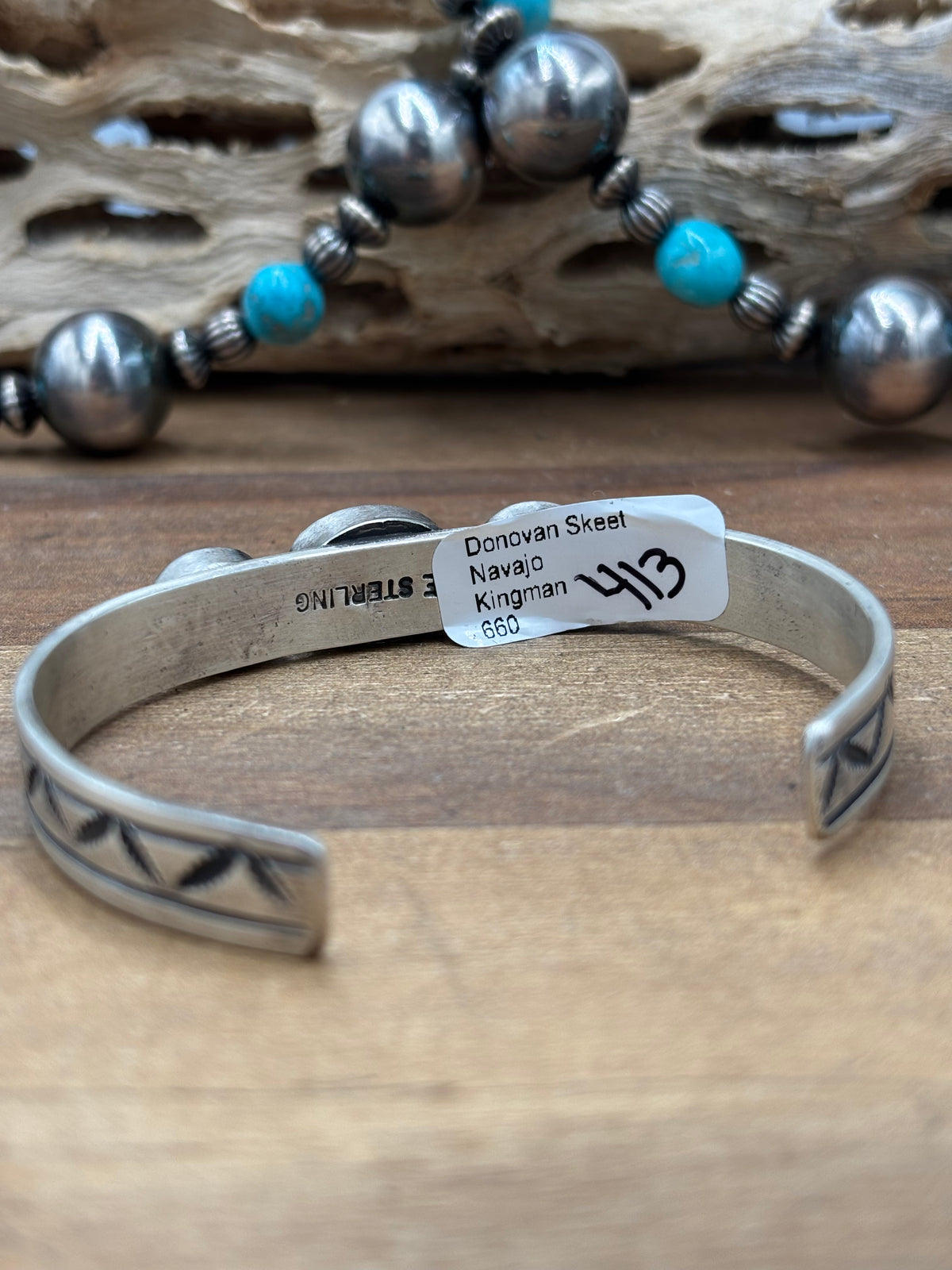 Kingman #108-10 Turquoise Cuff by Donovan Skeet, Navajo