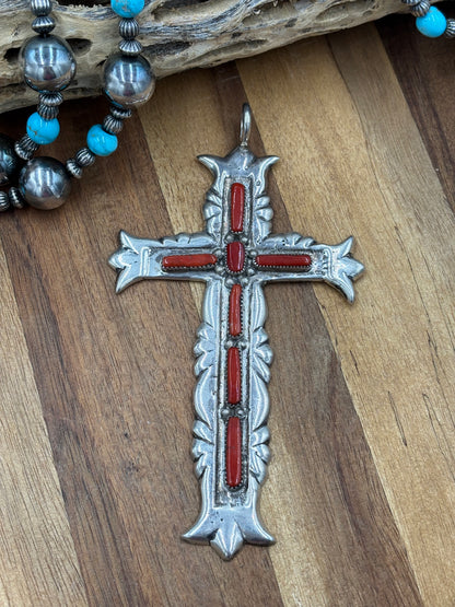 Coral Cross by G&L Leekity, Navajo