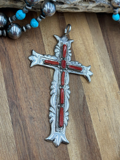 Coral Cross by G&L Leekity, Navajo