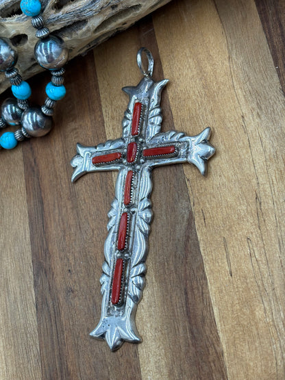 Coral Cross by G&L Leekity, Navajo