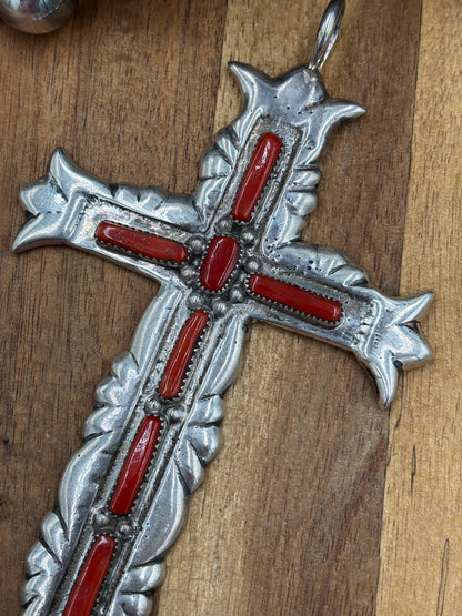 Coral Cross by G&L Leekity, Navajo