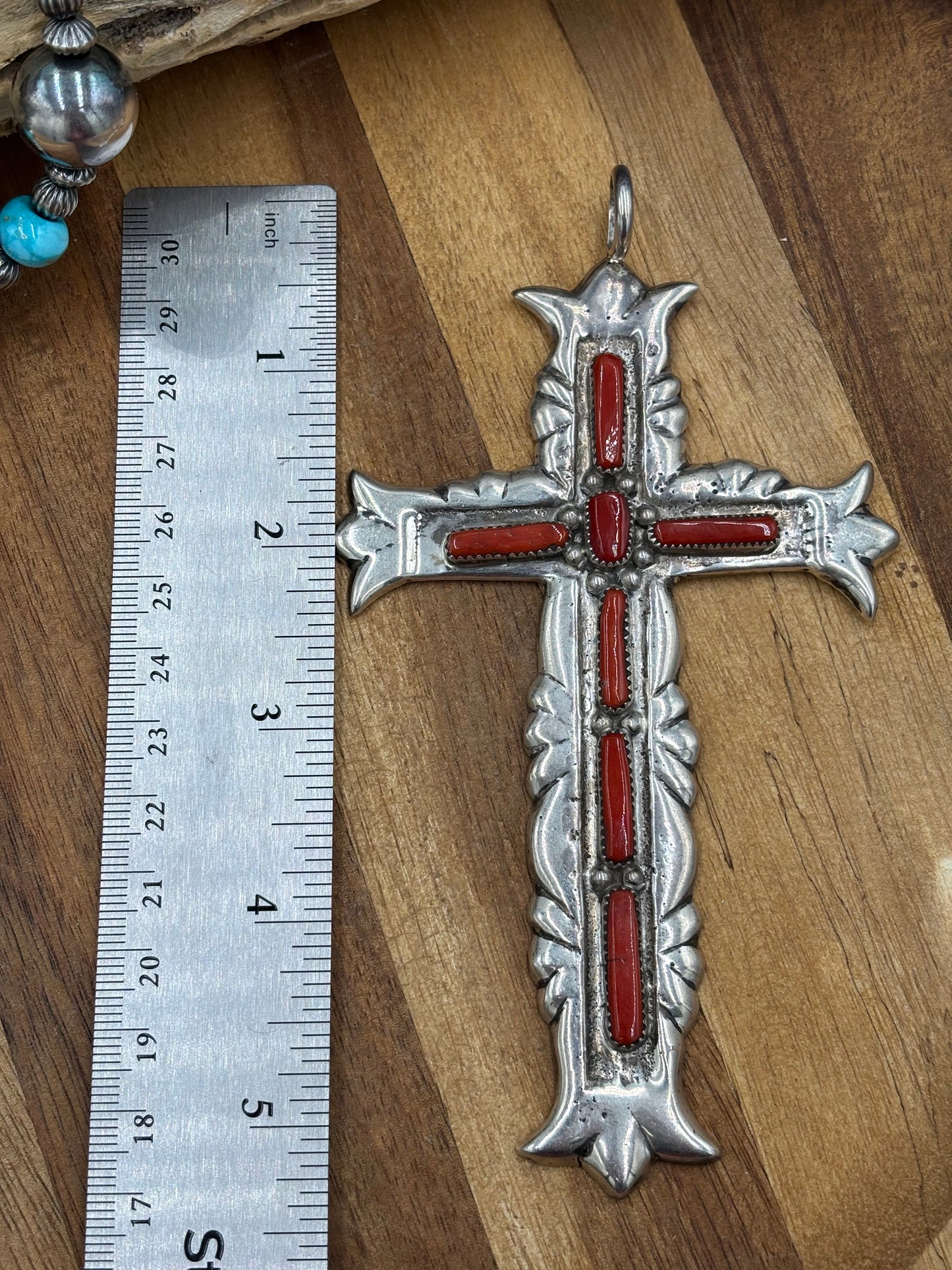 Coral Cross by G&L Leekity, Navajo