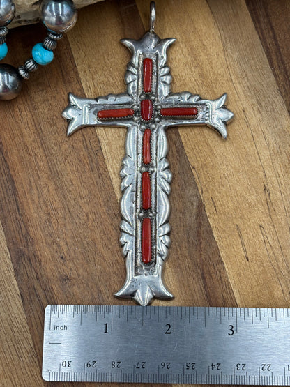 Coral Cross by G&L Leekity, Navajo