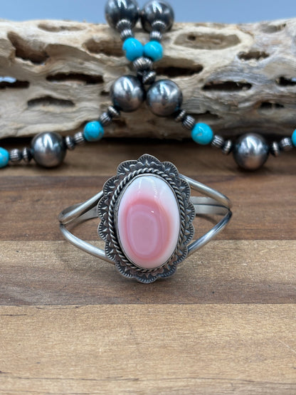 Pink Conch #108-13 Cuff by Boyd Ashley, Navajo