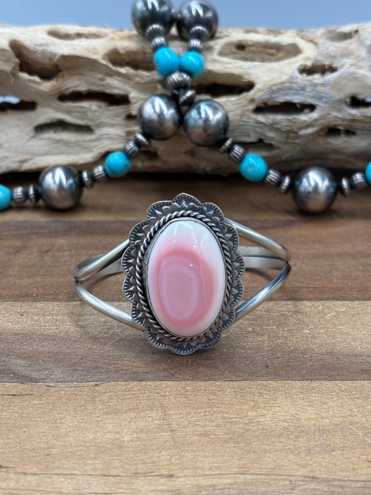 Pink Conch #108-13 Cuff by Boyd Ashley, Navajo