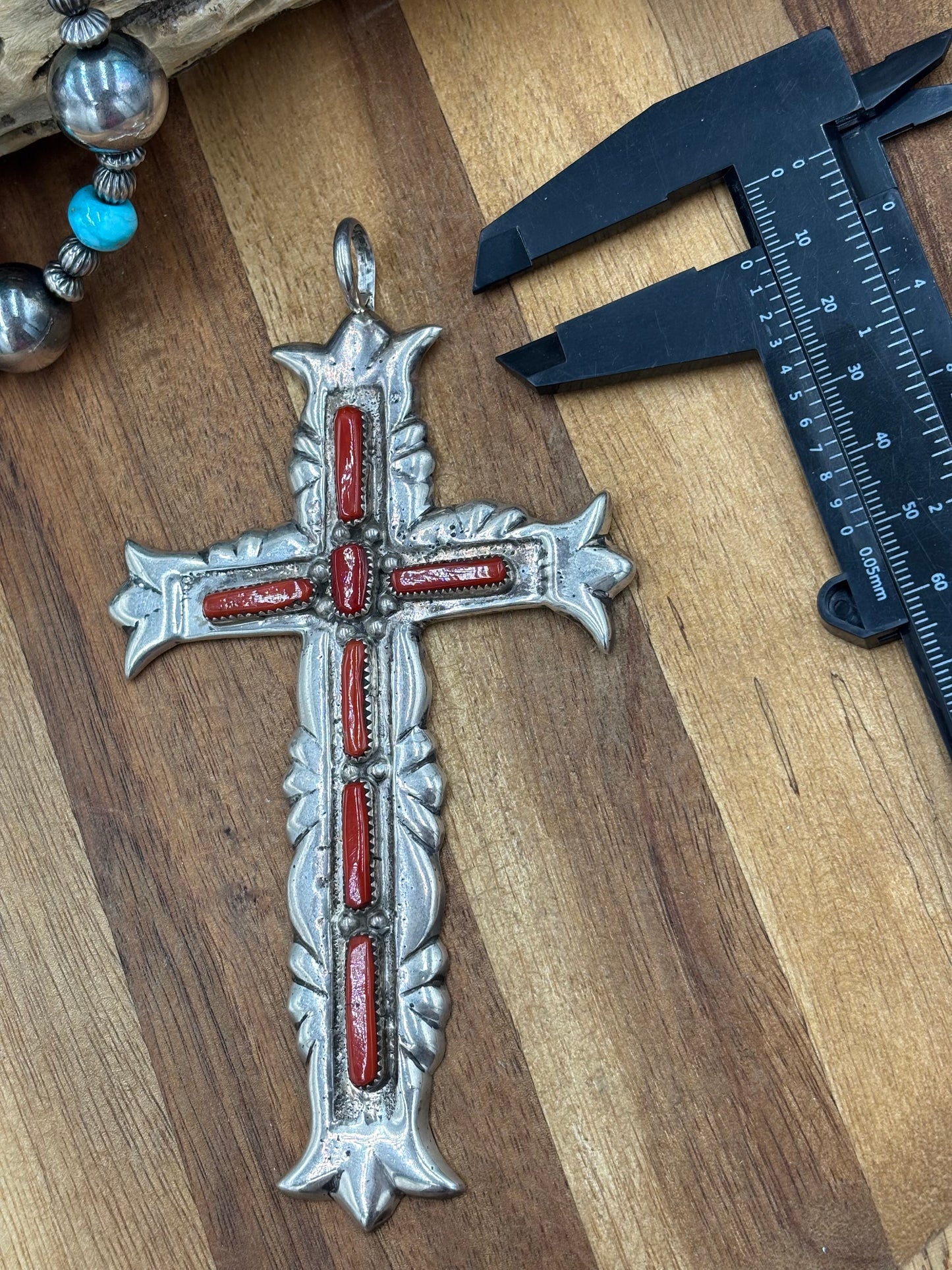 Coral Cross by G&L Leekity, Navajo