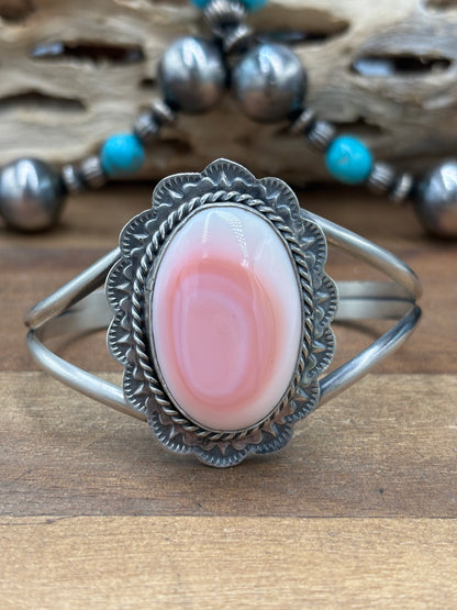 Pink Conch #108-13 Cuff by Boyd Ashley, Navajo